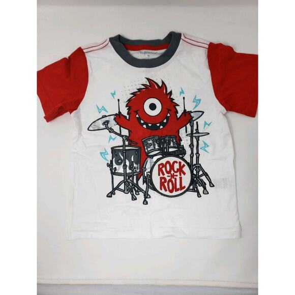 Boys Healthex Rock And Roll Theme Set Shirt Shorts 3T Gray Red 2pc - Picture 1 of 8